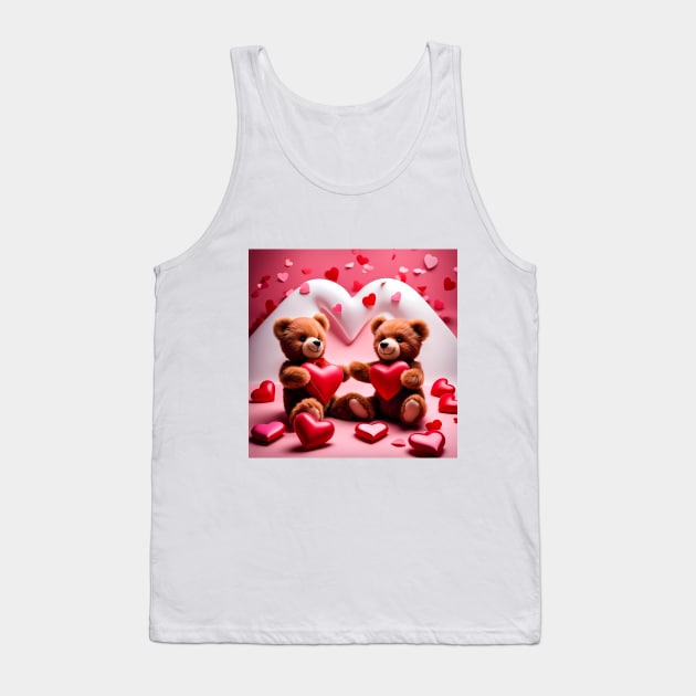 Teddy celebrating Valentines day, randome floating love hearts Tank Top by Colin-Bentham